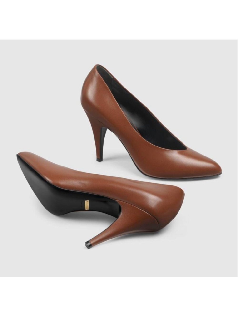 NEW Authentic Gucci Brown Vamp High Heel Leather Pumps 38.5 - Picture 2 of 10